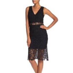 NWOT - NSR Sleeveless Lace Midi Dress in Black (Size M)